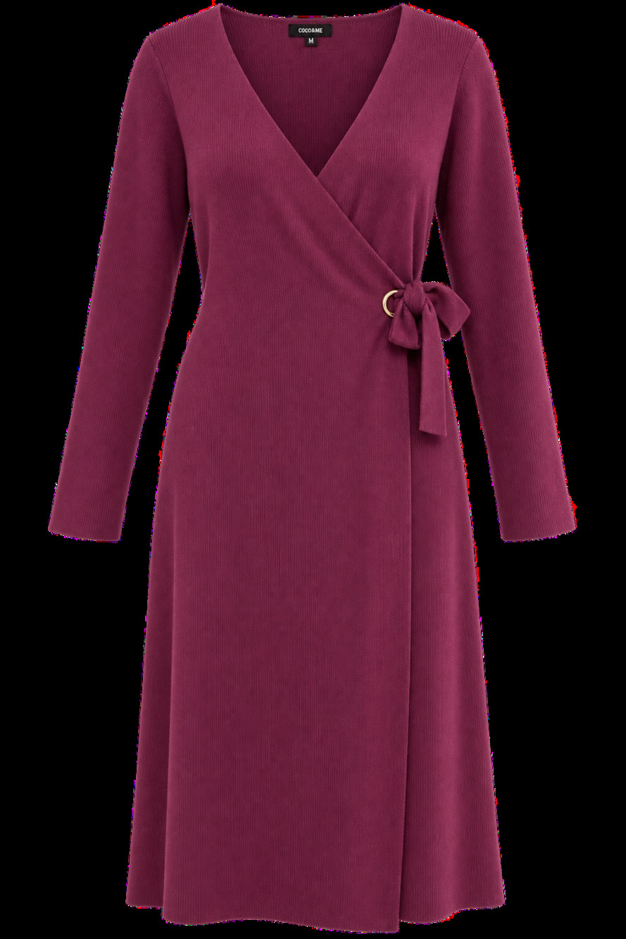 Cocobleu Wrap Midi Dress 2X Burgundy Long Sleeve Ribbed Knit NWT